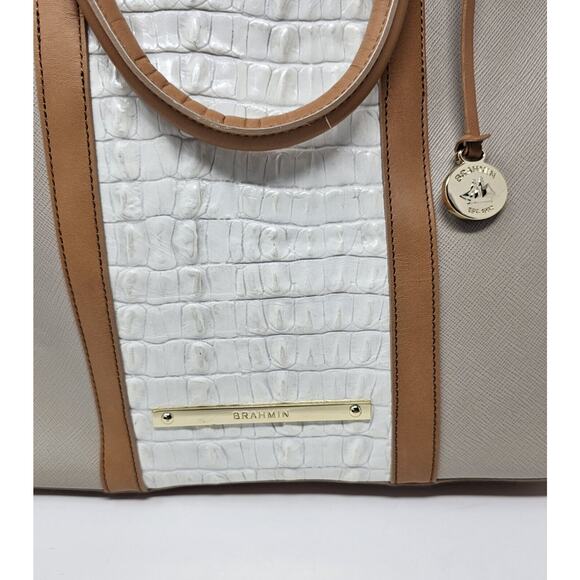 Brahmin Large Duxbury Satchel Bag in Macaroon Lady Vineyard Croc - Picture 4 of 9